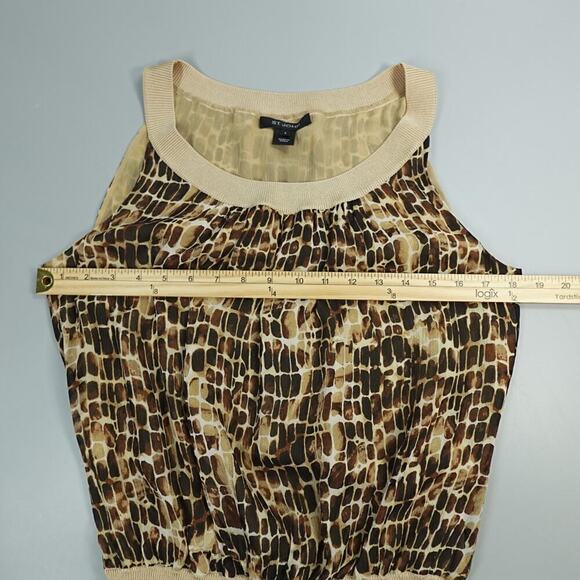 St John Top Women S Brown Animal Print Sleeveless - Picture 9 of 13